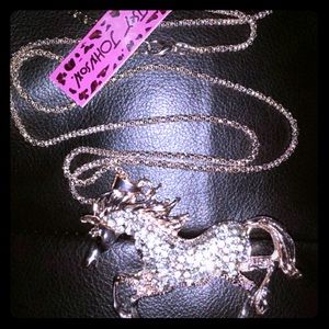 Betsey Johnson crystal horse necklace